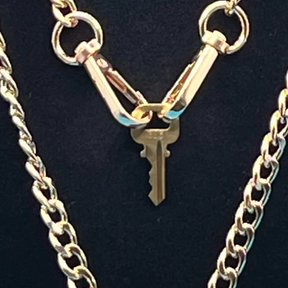 Louis Vuitton Gold Brass Padlock and Key Necklace Set #308 - Picture 2 of 3